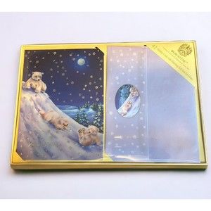 NIB Burgoyne Holiday Christmas Hanukkah Cards Polar Bear Cubs 8"x6" Box of 42